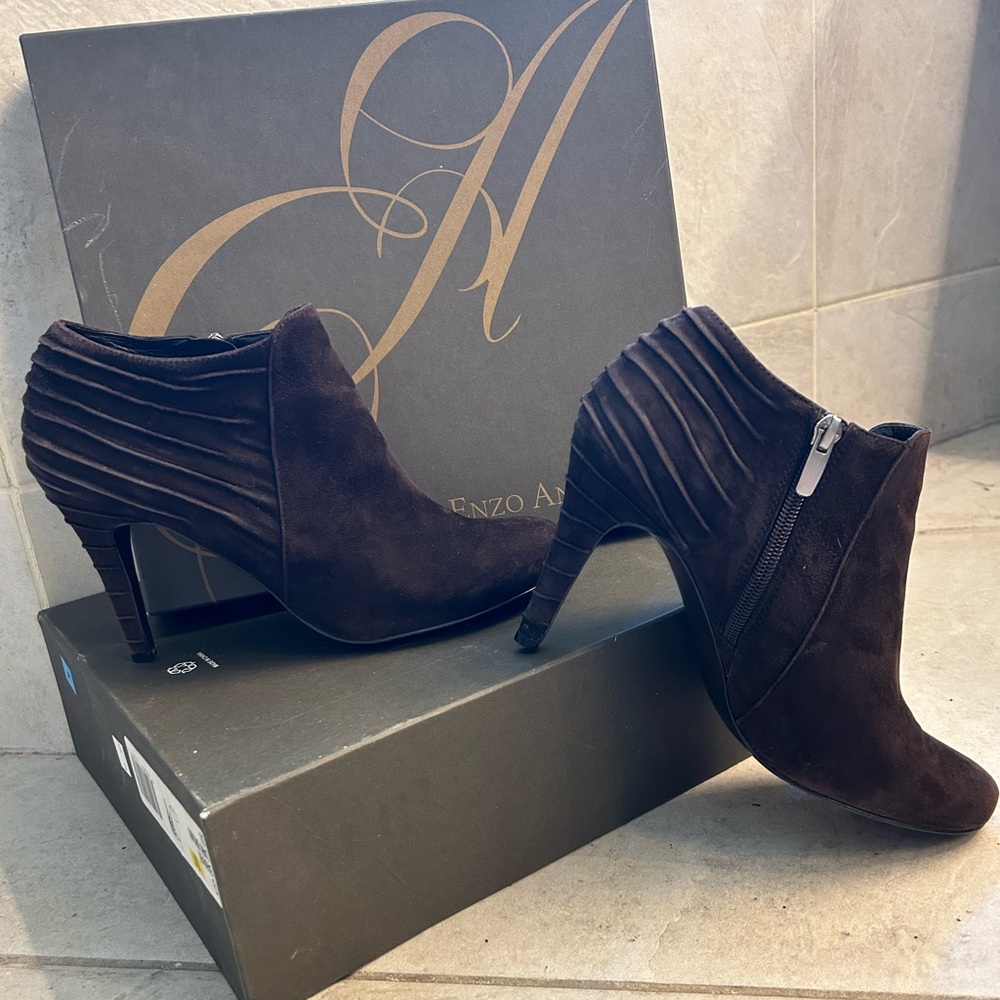 Enzo Angiolini Brown Suede Ankle Boots